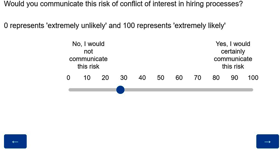 Figure A C.2. Slider to measure the likelihood of communicating a risk